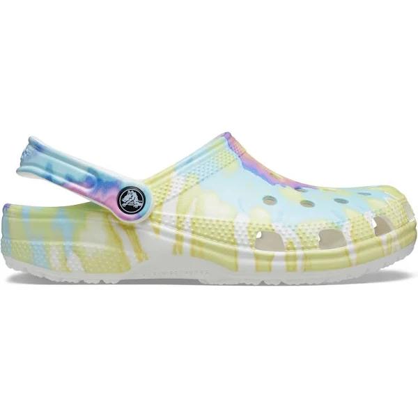 Crocs Classic Tie-Dye Graphic Clogs - White & Multi