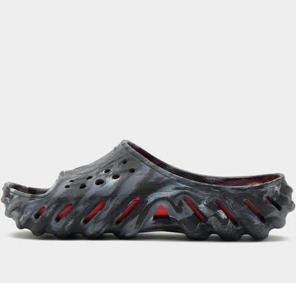 Crocs Echo Marbled Slide; Black / Flame, W8/M6