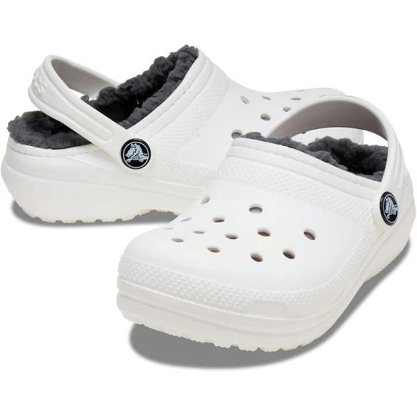 Crocs Kids' Classic Lined Clog - White / Grey | Shoes
