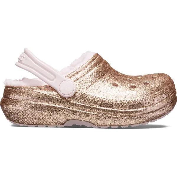 Crocs Kids Classic Lined Glitter Clog K Gold/Pink Croslite Clogs
