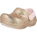 Crocs Kids Classic Lined Glitter Clog T Gold/Pink Croslite Clogs