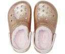 Crocs Kids Classic Lined Glitter Clog T Gold/Pink Croslite Clogs