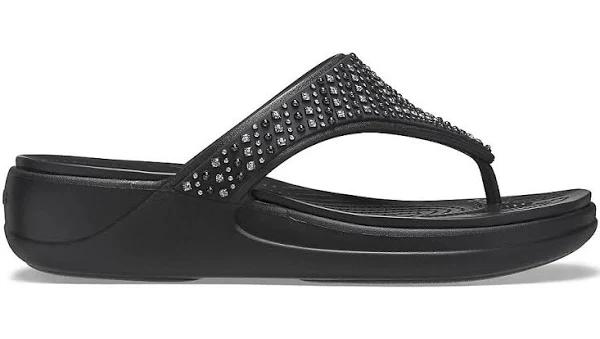 Crocs Monterey Shimmer Wedge Flip Black, US Women's 5