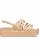 Crocs Women's Brooklyn Strappy Low Wedge Comfy Soft Lightweight Sandal - Chai - US W7