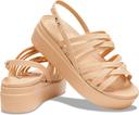 Crocs Women's Brooklyn Strappy Low Wedge Comfy Soft Lightweight Sandal - Chai - US W7