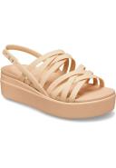 Crocs Women's Brooklyn Strappy Low Wedge Comfy Soft Lightweight Sandal - Chai - US W7