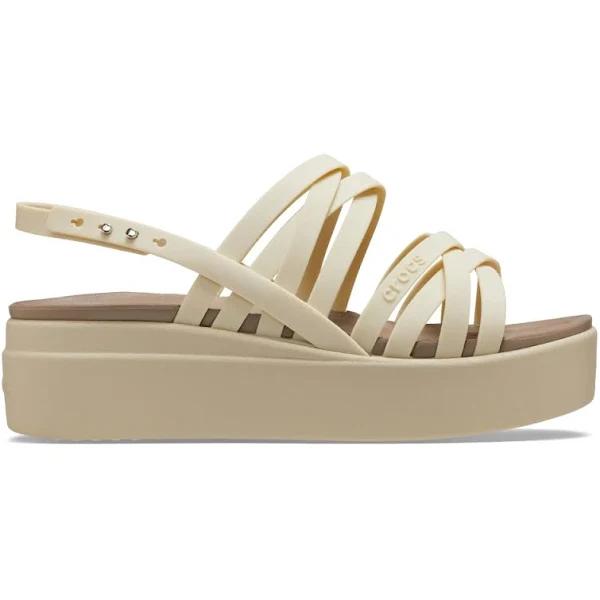 Crocs Women's Brooklyn Strappy Low Wedge Comfy Soft Lightweight Sandal - Chai - US W7