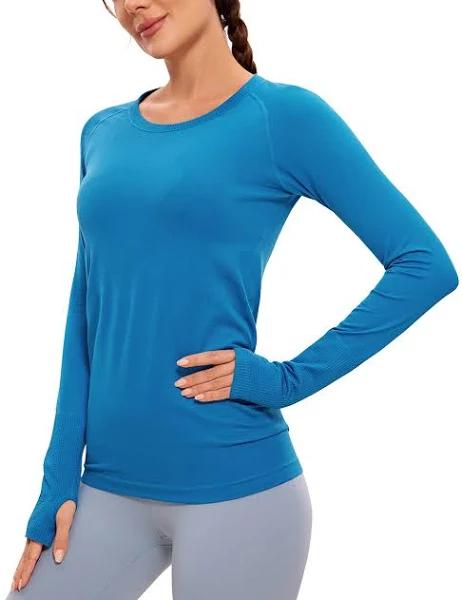 CRZ Yoga Women's Active Long Sleeve Sports Running Tee Top Seamless Leisure T-Shirt