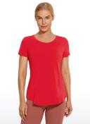 CRZ Yoga Women's Casual Relaxed Fit Shirts Pima Cotton Short Sleeves Jade Grey / L