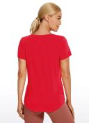 CRZ Yoga Women's Casual Relaxed Fit Shirts Pima Cotton Short Sleeves Jade Grey / L