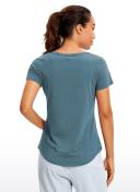CRZ Yoga Women's Casual Relaxed Fit Shirts Pima Cotton Short Sleeves Jade Grey / L