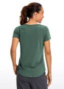 CRZ Yoga Women's Casual Relaxed Fit Shirts Pima Cotton Short Sleeves Jade Grey / L