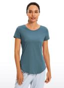 CRZ Yoga Women's Casual Relaxed Fit Shirts Pima Cotton Short Sleeves Jade Grey / L