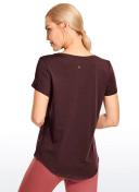 CRZ Yoga Women's Casual Relaxed Fit Shirts Pima Cotton Short Sleeves Jade Grey / L