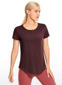 CRZ Yoga Women's Casual Relaxed Fit Shirts Pima Cotton Short Sleeves Jade Grey / L