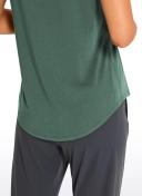 CRZ Yoga Women's Casual Relaxed Fit Shirts Pima Cotton Short Sleeves Jade Grey / L