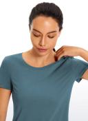 CRZ Yoga Women's Casual Relaxed Fit Shirts Pima Cotton Short Sleeves Jade Grey / L