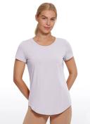CRZ Yoga Women's Casual Relaxed Fit Shirts Pima Cotton Short Sleeves Jade Grey / L