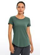 CRZ Yoga Women's Casual Relaxed Fit Shirts Pima Cotton Short Sleeves Jade Grey / XS