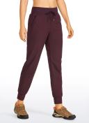 CRZ Yoga Women's Hiking Casual Relaxed Fit Ripstop Jogger Pockets 28'' Dark Russet / L
