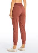 CRZ Yoga Women's Hiking Casual Relaxed Fit Ripstop Jogger Pockets 28'' Dark Russet / L