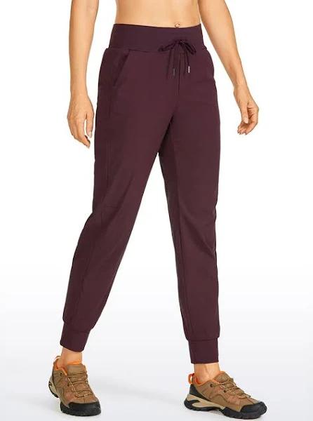 CRZ Yoga Women's Hiking Casual Relaxed Fit Ripstop Jogger Pockets 28'' Dark Russet / L