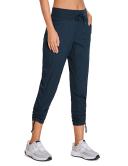 CRZ Yoga Women's Short/Regular Studio Joggers Striped Travel Lounge Pants Drawstring 7/8 Casual Track Pants with Pockets