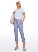 CRZ Yoga Women's Short/Regular Studio Joggers Striped Travel Lounge Pants Drawstring 7/8 Casual Track Pants with Pockets