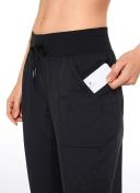 CRZ Yoga Women's Short/Regular Studio Joggers Striped Travel Lounge Pants Drawstring 7/8 Casual Track Pants with Pockets