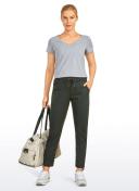 CRZ Yoga Women's Short/Regular Studio Joggers Striped Travel Lounge Pants Drawstring 7/8 Casual Track Pants with Pockets