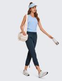 CRZ Yoga Women's Short/Regular Studio Joggers Striped Travel Lounge Pants Drawstring 7/8 Casual Track Pants with Pockets