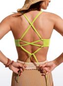 CRZ Yoga Women's Swimwear Tops Sunshine Bikini Top Lace Up Crisscross Fuchsia / L