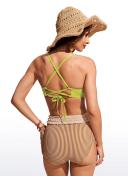 CRZ Yoga Women's Swimwear Tops Sunshine Bikini Top Lace Up Crisscross Fuchsia / L