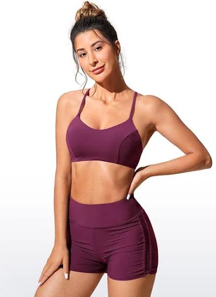 CRZ Yoga Women's Swimwear Tops Sunshine Bikini Top Lace Up Crisscross Fuchsia / L