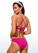 CRZ Yoga Women's Swimwear Tops Sunshine Bikini Top Lace Up Crisscross Turquoise / M
