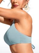 CRZ Yoga Women's Swimwear Tops Sunshine Bikini Top Lace Up Crisscross Turquoise / M