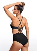 CRZ Yoga Women's Swimwear Tops Sunshine Bikini Top Lace Up Crisscross Turquoise / M