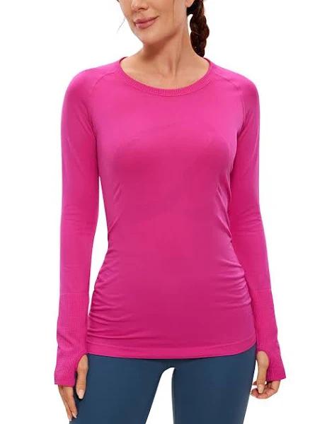 CRZ Yoga Women's Train Slim Fit Shirts Speedy Seamless Long Sleeves Hibiscus Purple / XS