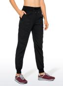 CRZ Yoga Women's Travel Classic Fit Striped Joggers 28'' Ruched Black / XXS