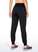 CRZ Yoga Women's Travel Classic Fit Striped Joggers 28'' Ruched Black / XXS