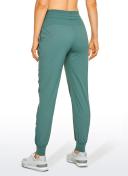 CRZ Yoga Women's Travel Classic Fit Striped Joggers 28'' Ruched Black / XXS