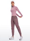 CRZ Yoga Women's Travel Classic Fit Striped Joggers 28'' Ruched Black / XXS