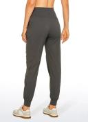 CRZ Yoga Women's Travel Classic Fit Striped Joggers 28'' Ruched Black / XXS