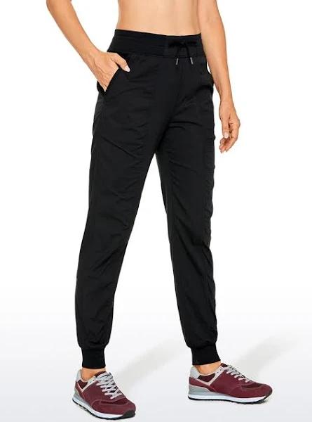 CRZ Yoga Women's Travel Classic Fit Striped Joggers 28'' Ruched Black / XXS