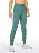 CRZ Yoga Women's Travel Classic Fit Striped Joggers 28'' Ruched Juniper / M
