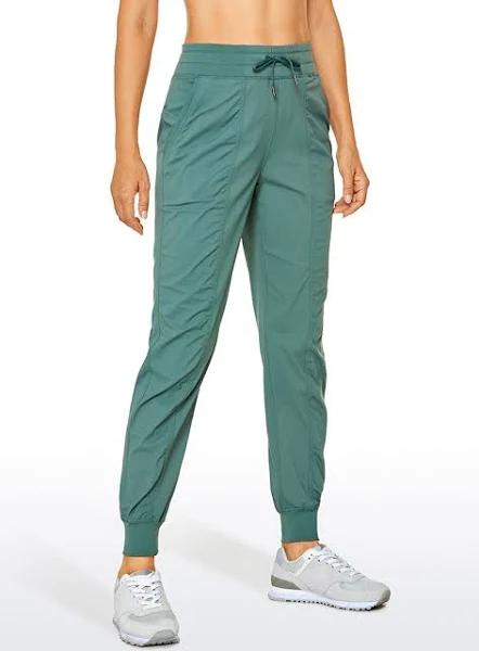 CRZ Yoga Women's Travel Classic Fit Striped Joggers 28'' Ruched Juniper / M
