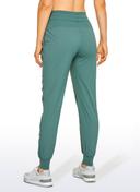 CRZ Yoga Women's Travel Classic Fit Striped Joggers 28'' Ruched Juniper / XS