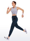 CRZ Yoga Women's Travel Classic Fit Striped Joggers 28'' Ruched Juniper / XS