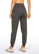 CRZ Yoga Women's Travel Classic Fit Striped Joggers 28'' Ruched Juniper / XS