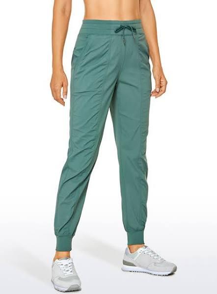 CRZ Yoga Women's Travel Classic Fit Striped Joggers 28'' Ruched Juniper / XS